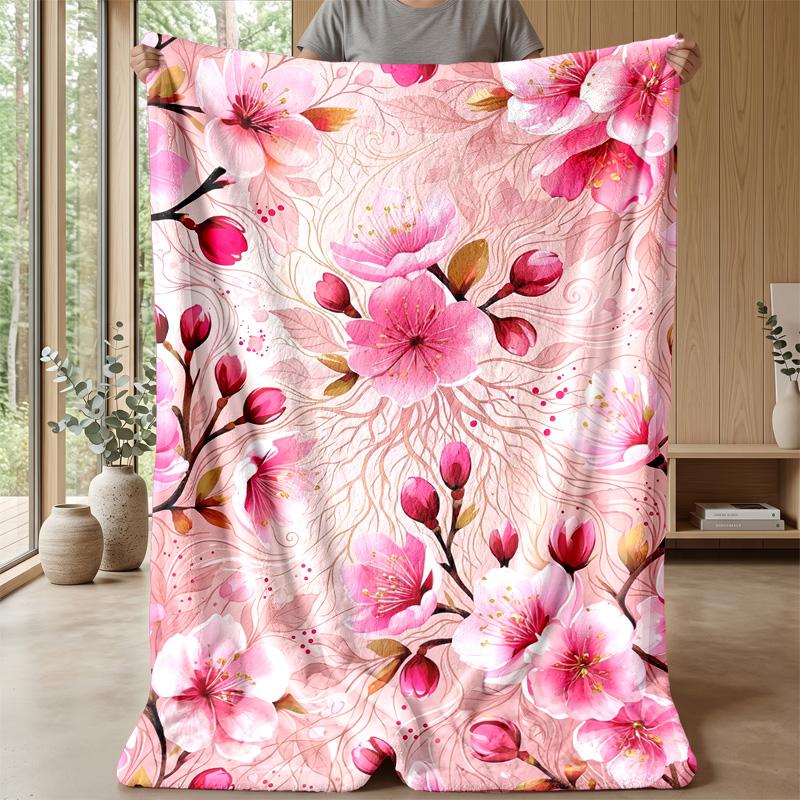Butterfly and Flower Art Blanket Personalized Name Flannel Blanket Soft Cozy Plush Throw for Sofa Bed Lightweight Home Decor