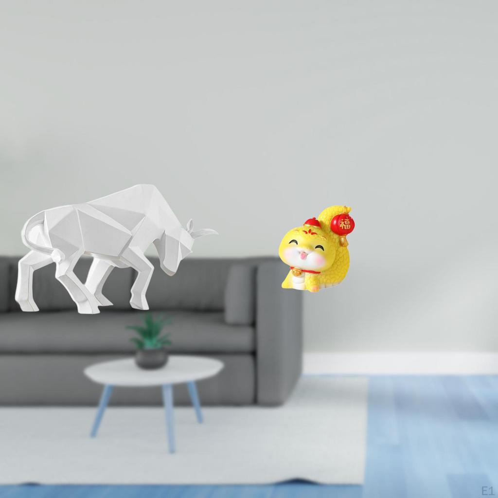 Modern Resin Bull And Snake Statue Ornament Abstract Collectible Figurine for Entryway Tabletop