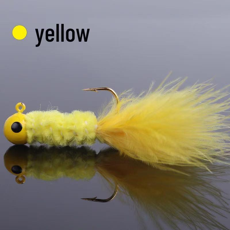 25-Piece Box Set: Five-Color Chicken Feather Lead Head Hooks (1g, 2g, 3.5g)