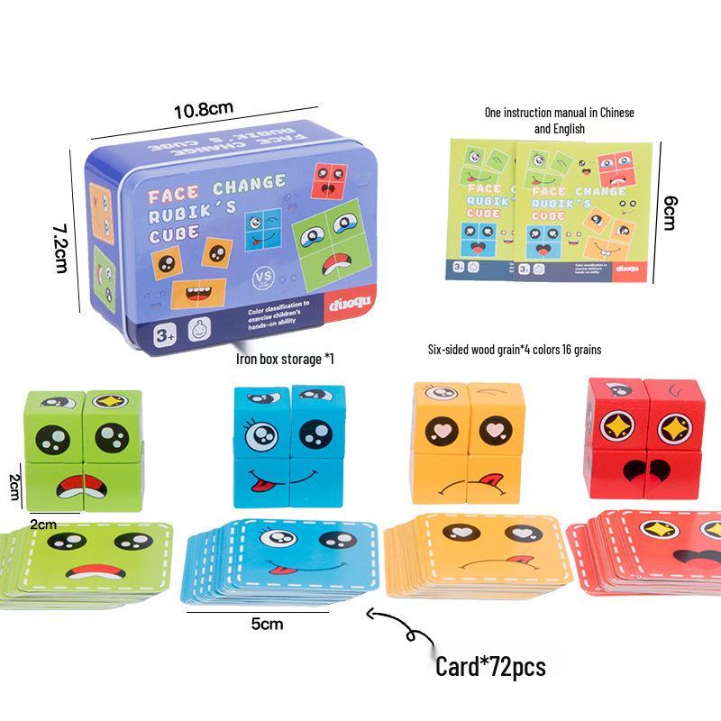 Smiley Face Magic Cube: Educational Building Blocks & Interactive Parent-Child Tabletop Game