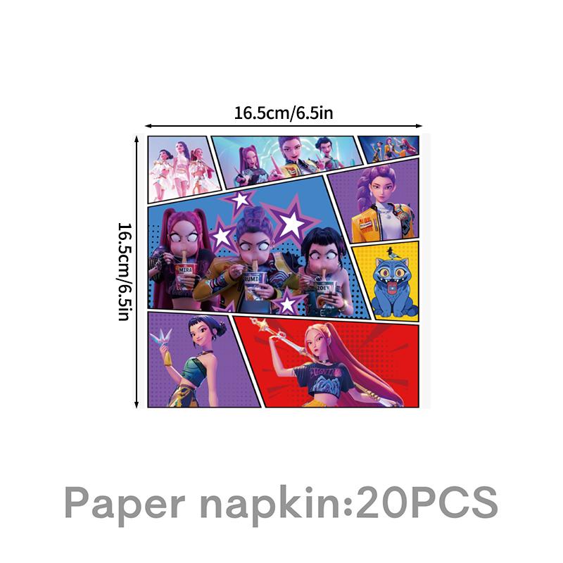 Demonœ Hunters Birthday Party Decor Tableware Banner Kids Birthday Balloon Cake Topper Decor  Kpop Anime Party Supplie Set