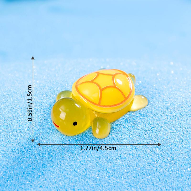 1Pc 1.77" Glow In Dark Sea Turtle Figurines Resin Glow Animal Miniature Figurines Ocean Theme Diy Home Garden Decoration