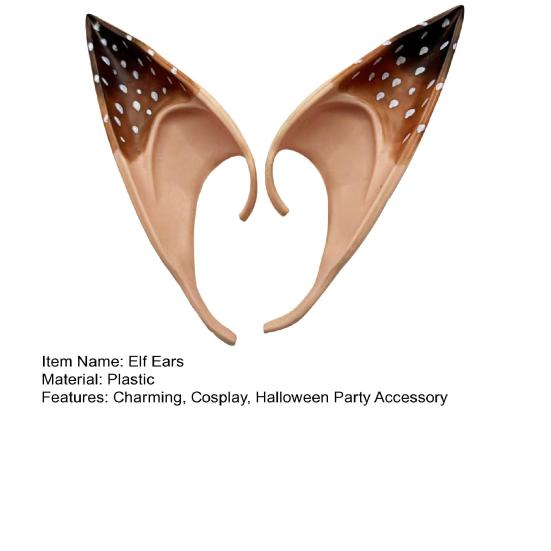 1 Pair Elf Ears Plastic Fairy Pixie Ears Soft Pointed Fake Ears Reindeer Cosplay Costume for Halloween Christmas Party Accessory