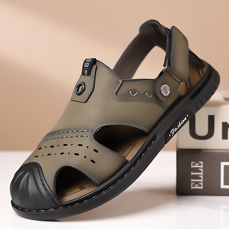 Fashion Classic High Quality Leather Sandals Summer New Outdoor Handmade Sandals Fashion Comfortable Men Breathable Beach Vacation Shoes