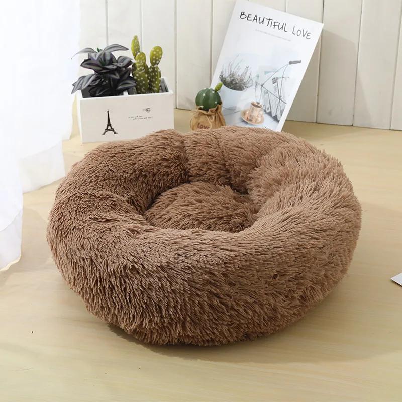 Okrągły pluszowy szczeniak Sfinks łóżko dla kota głębokie spanie legowiska dla kotów Gotas Katten Kedi Garfield Nest Sofa mascotas Materiały Produkty