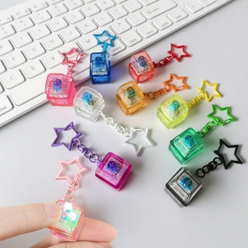 

Latest Transparent Star Keyboard Keychain Pendant Mechanical Keycap Fingertip Press Edc Stress Ease Tactile Plaything