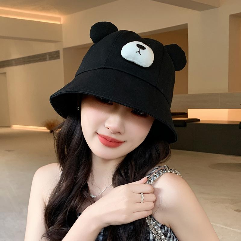 

Cute bear fisherman hat children spring and summer versatile washbasin hat outdoor travel sun hat 56-59CM