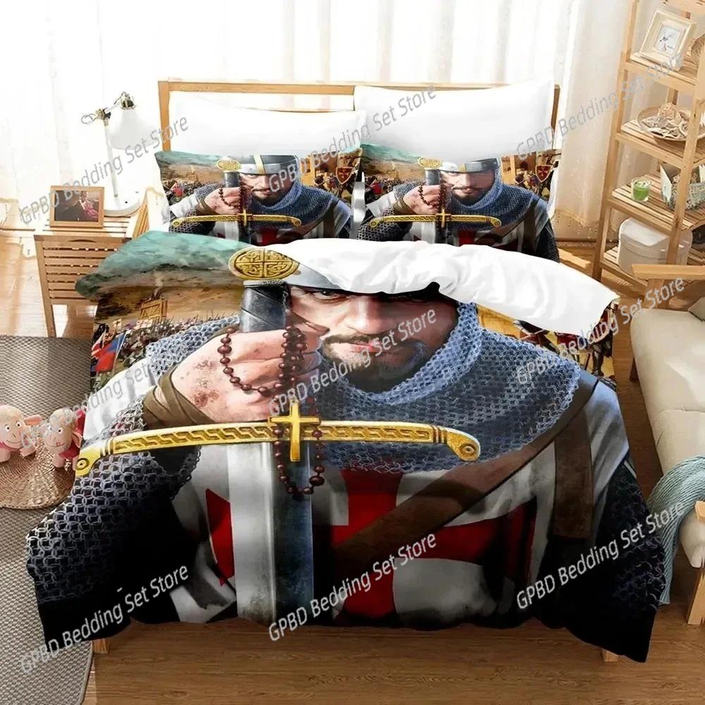 

3D Print Christian Knights Templar Beding Set Bedrom Soft Modern Bedspreads Comefortable Soft Duvet Cover Comfortable Quilt Cover Pilowcase 135*200cm Eu-Single