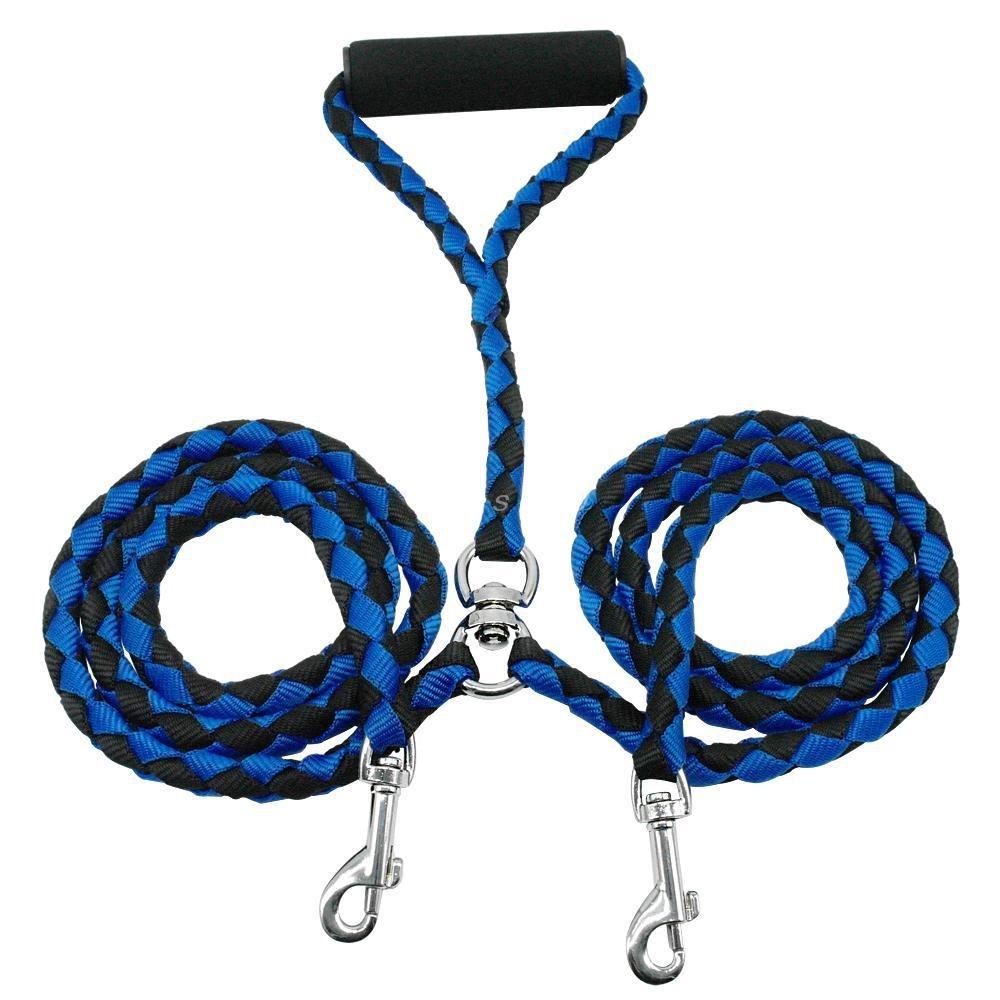 One drag two double head pet double leash dog leash braided braid PP round rope dog leash dog chain