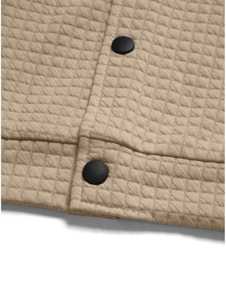 Men's Autumn Winter Plaid Jacquard Cardigan with Zipper Pockets & Button-up Hoodie