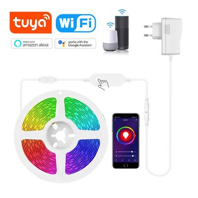 LED-Streifenlichter WIFI Alexa Control Luces RGB 5050 12V Flexibles Lampenband Tuya Smart Lights für Festival Tira Room Fita Decor EU- oder US-Adapter