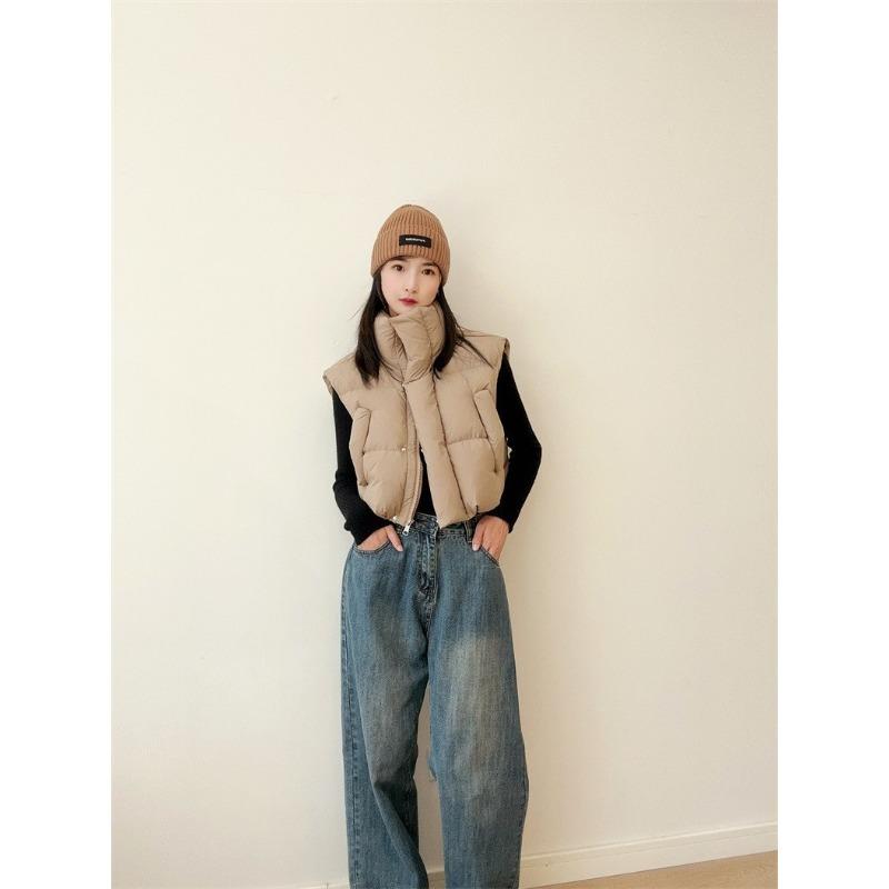 Bavlněná vesta dámská stojáček zahuštěná volná krátká malý voňavý vítr bez rukávů bavlněná vesta kabát vlna