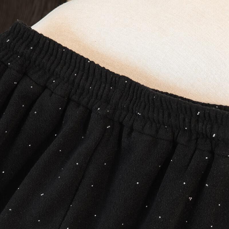 Damen Strass Kordelzug Weitbein Fleece Freizeithose