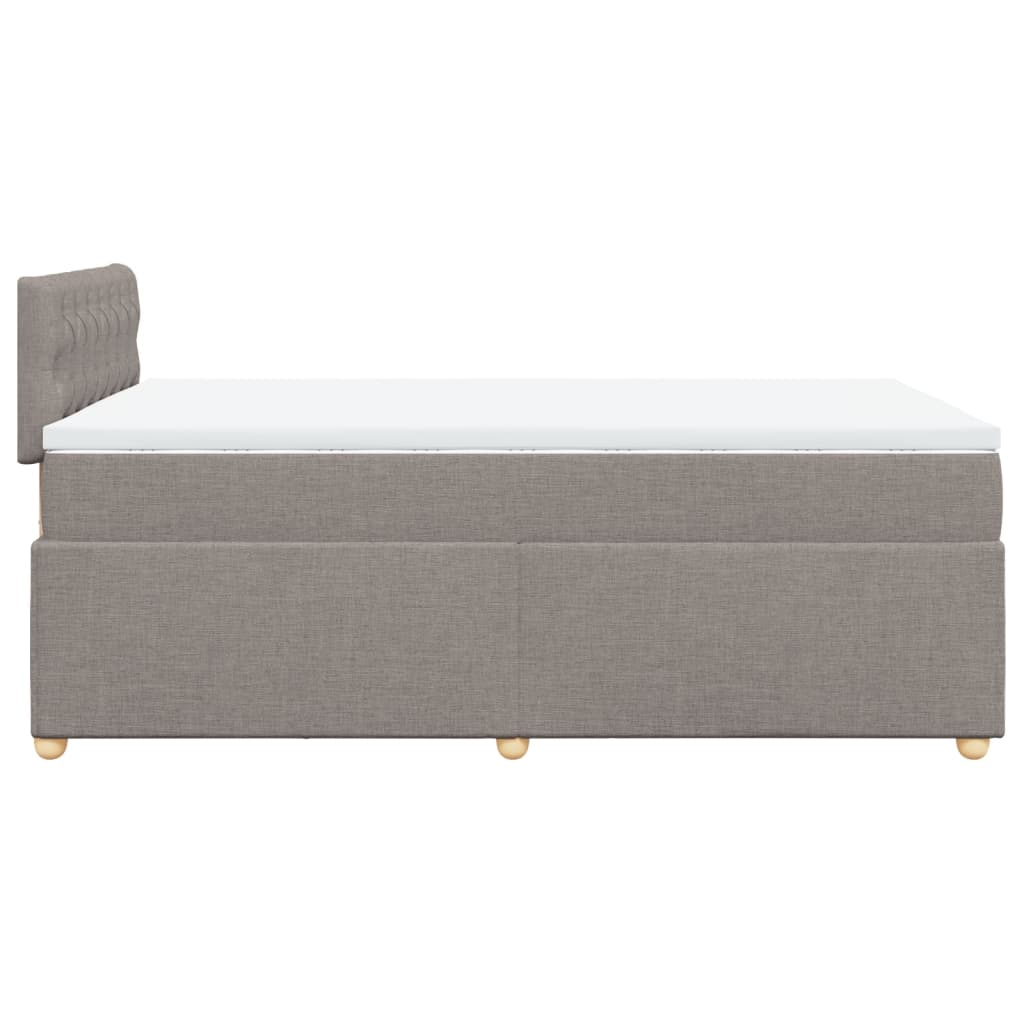 Vidaxl Łóżko Kontynentalne Z Materacem, Taupe, 120X190 Cm, Tkanina
