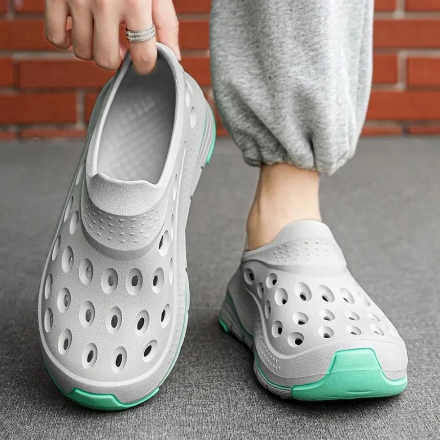 Ein Paar Sommer-Abriebfeste Clogs, Lässige und Vielseitige Rutschfeste Strandschuhe, Herren-Sportliche Modische Herrenschuhe Hausschuhe