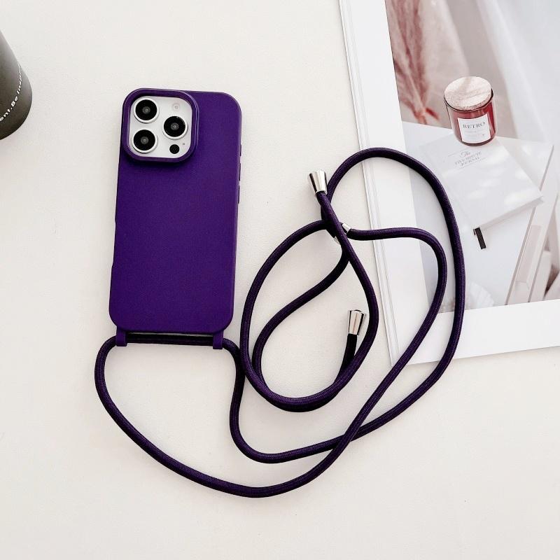 Simple Lanyard Case For iPhone 17 16 Pro Max 11 12 13 14 15 Plus Shockproof Crossbody Cord Strap Soft TPU Back Candy Thin Cover