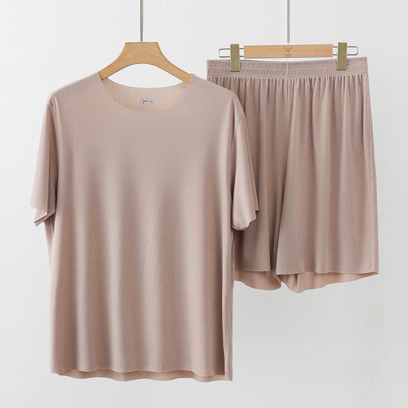 2026 New Men's Ice Silk Soft Sleepwear Women Summer Pajamas Set O Neck Solid Home Clothes Male Female Pyjamas Set For Couples
