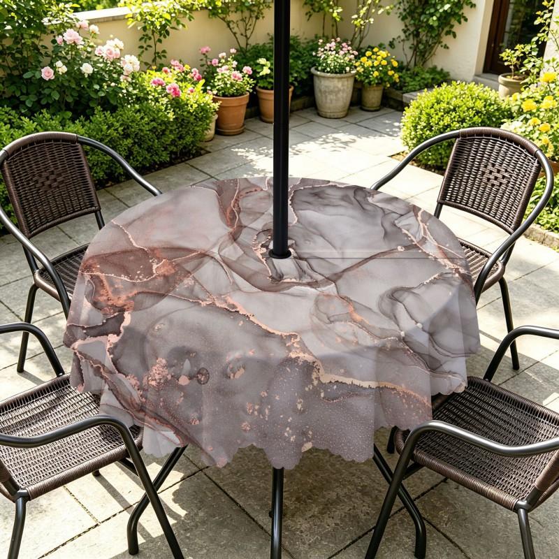 Outdoor Round Tablecloth With Umbrella Hole Waterproof Oil-Resistant Patio Dining Cover Deck Garden Terrace