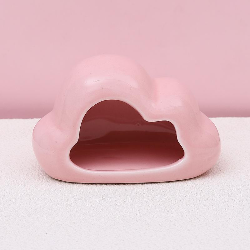 

Керамическое гнездо для домашних животных Летняя прохлада Керамическое гнездо Охлаждающее летнее убежище для хомяков Креативное облако Ледяной домик для хомяков розовый