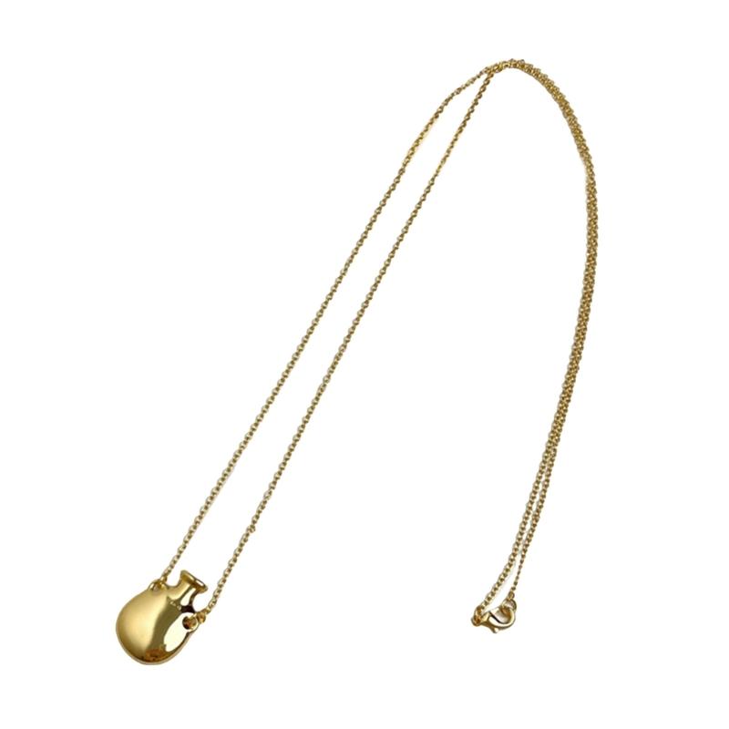 

Elegant Long Chain Necklace with Small Vase Pendant for Layering Adjustable Metal Jewelry Metal Texture for Any Occasion small