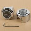 7/8" 1" Motorcycle Handlebar Dial Clock & Thermometer Temp Black/Chrome Mount For Honda Yamaha Suzuki Kawasaki Harley Sporter XL