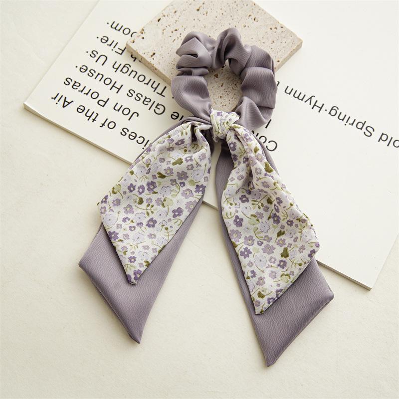 Fashion Floral Hair Bands Girls Bow Scrunchies Korean Pontail  Double-deck Scarf Hair Ties Hair Accessories Hairband Party Gift