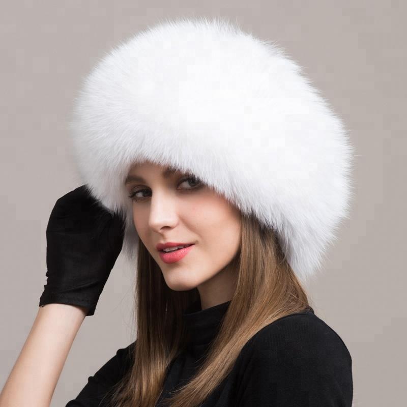 2022 Russia New  Fashion Red Fur Hat Ladies Winter Luxury pink fox Fur Hat for Women