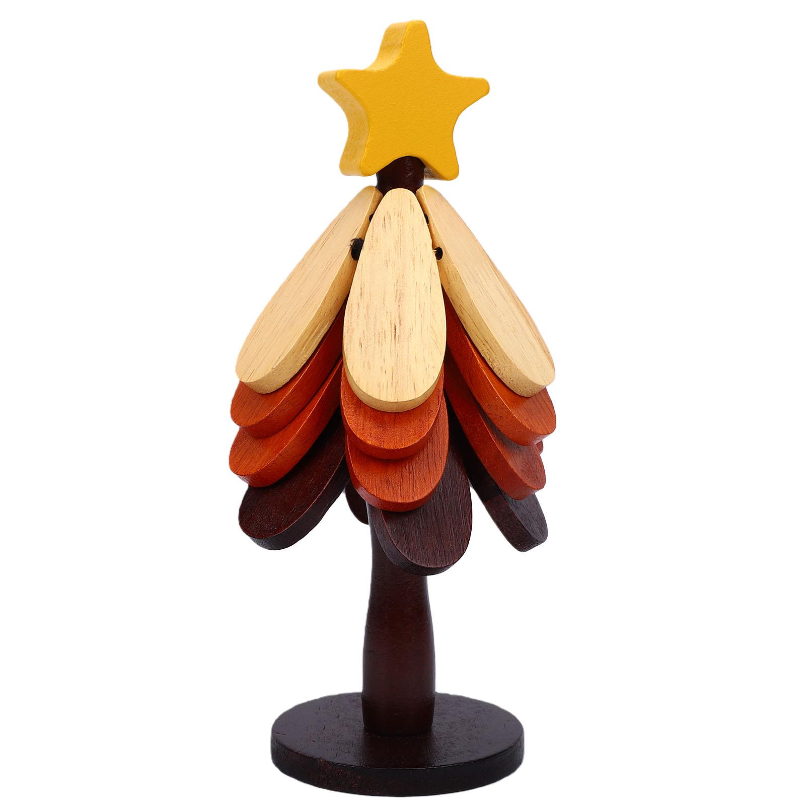 Xmas Tree Trivet 4 Layers Wooden Heat Resist Coaster with Star Topper for Dishes Pans Pot