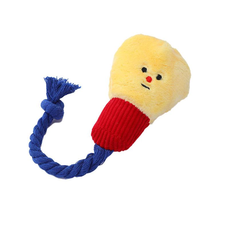 Søt Lyspære Plysj Hundeleke - Pipete Kjæledyr Tyggeleke Slitesterk Myk Plysjleke for Katter Hunder Valper Kjæledyrutstyr