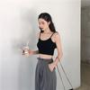 Women Summer Strap Solid Color Bare Midriff Crop Top