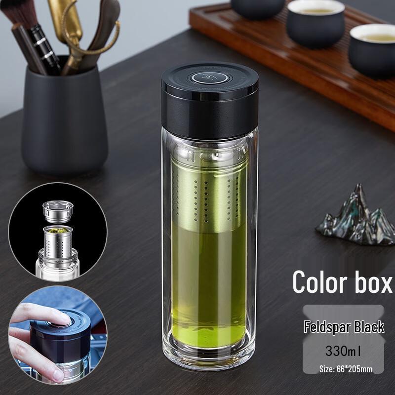 Portable Double-Wall Glass Tea Infuser Bottle