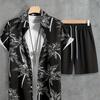 Coconut Tree Print Men's Short-sleeved Shirt And Beach Shorts Set Summer Everyday Men's Casual Shirt And Beach Pants