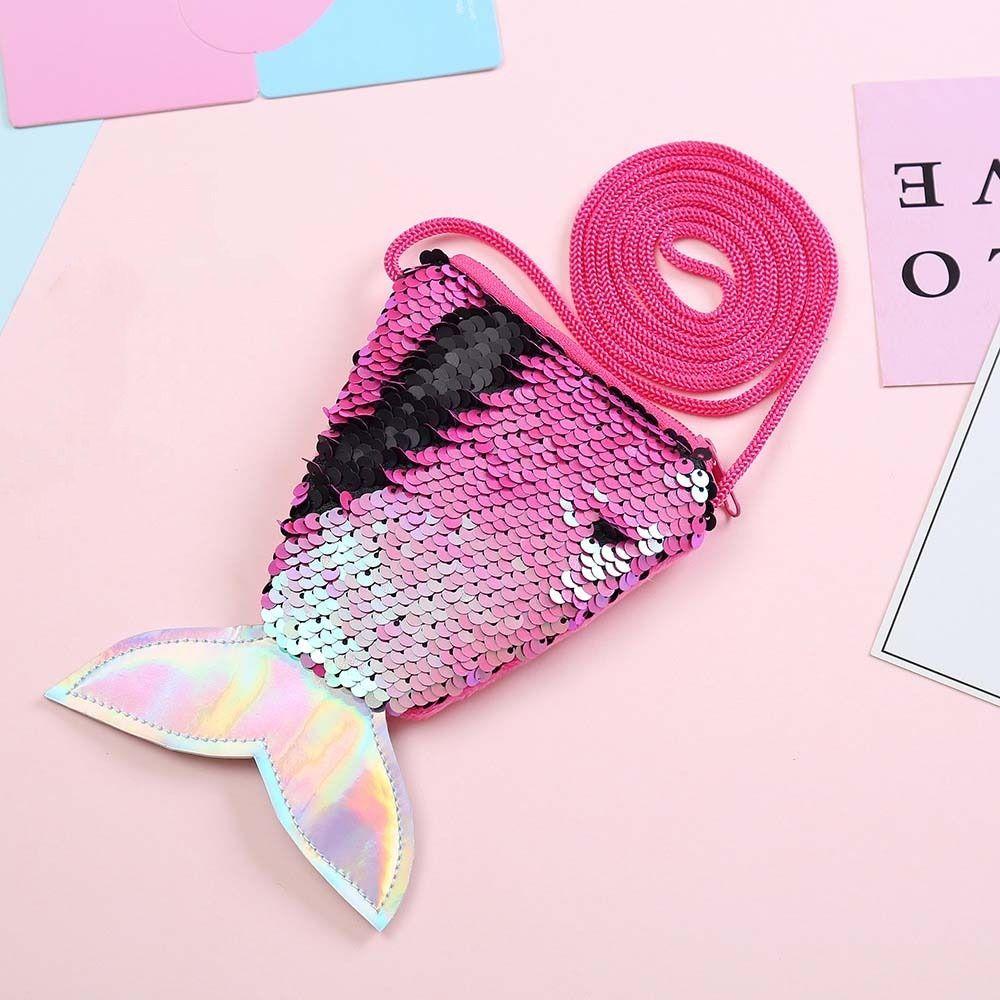 Money Pouch Mermaid Tail Sequin Coin Purse Fish Tail Storage Girls Sequin Crossbody Bag Card Holder Protective Case