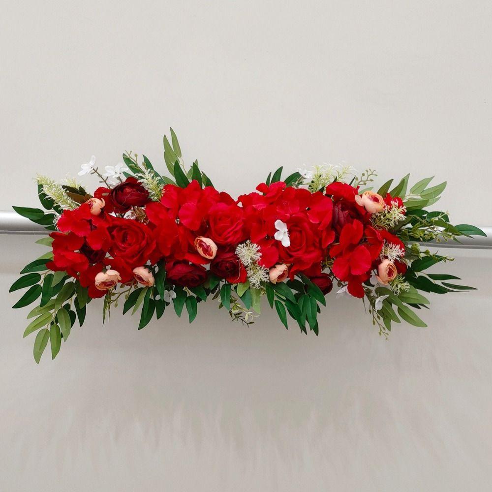 Simulation Flower Silk Flower Garland Peonies Rose Mix Artificial Floral Backdrop  Hall Decoration