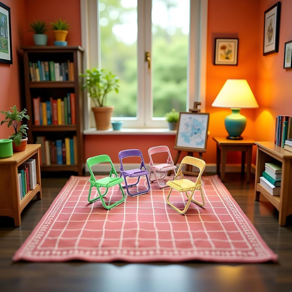 Multicolor Simulation Mini Folding Back Small Chair Model Dollhouse Miniature Plastic Scene Prop Micro Landscape Dollhouse Furniture Mini Chair