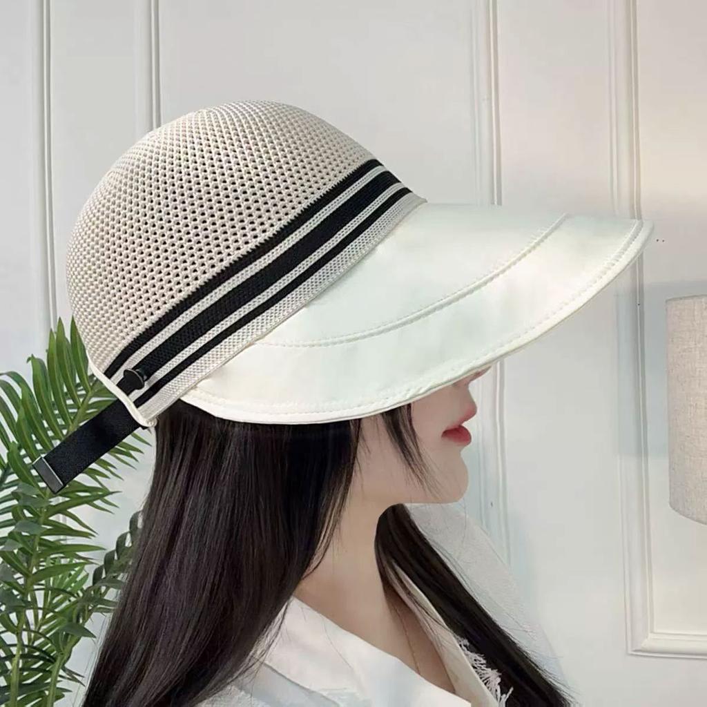 New extended brim mesh top cap women's spring and summer big head circumference fashion versatile sunshade outdoor travel sunscreen cap