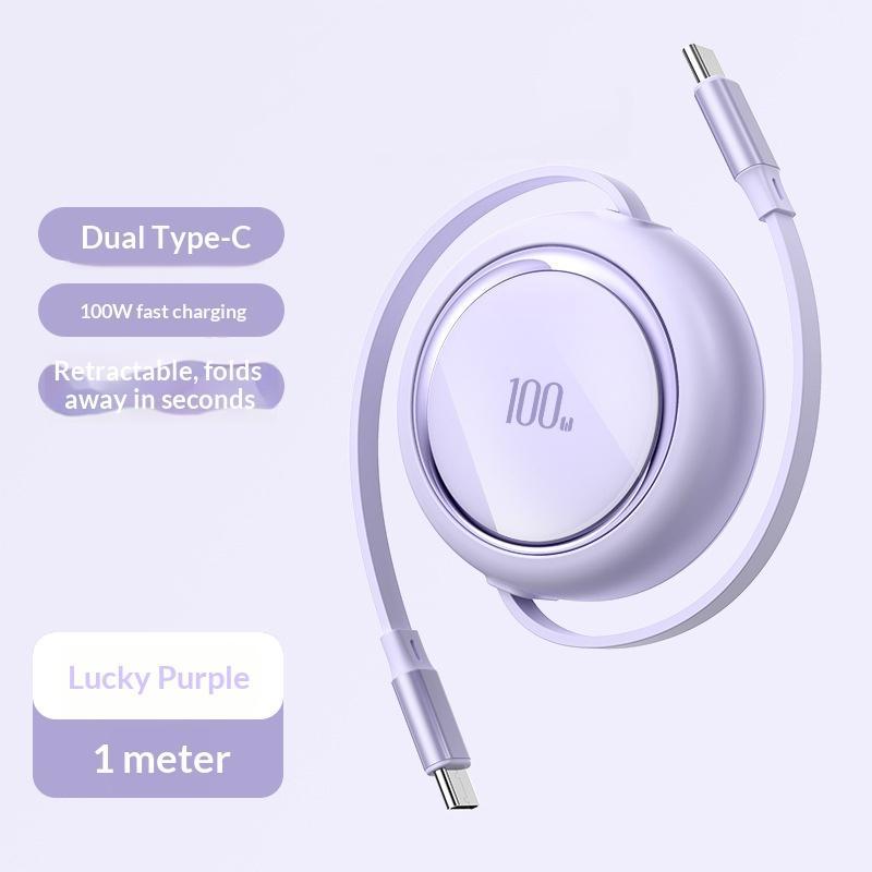 1Pcs Retractable Usb C To Usbc Data Cord 1M 100W Fast Charging Type C Cable For Phone 15 Pro Max 15Plus