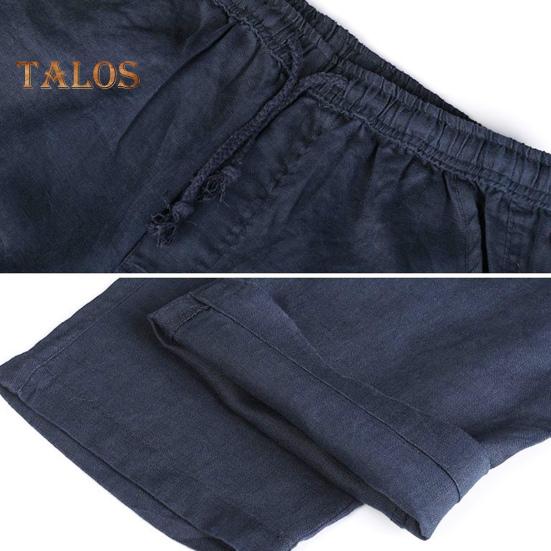 Men's Linen Casual Pants Solid Color Straight Leg Trousers Drawstring Waist Thin Summer Pants for Streetwear Travel Vacation