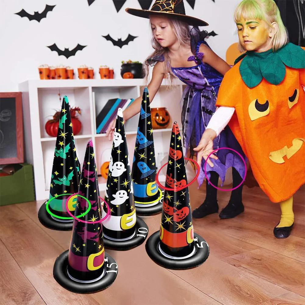 Halloween Games Inflatable Witch Hat Ring Toss Game Halloween Inflatable Ring Toss Game Halloween Indoor Outdoor Family Game