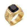 Herren Retro Edelstahl Schwarzes Glas Freimaurerring Punk Schmuck