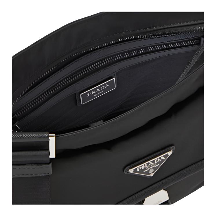 Prada Re-Nylon Backpack With Zipper Pocket Saffiano Leather Men Shoulder Bag Black 2VH119-2DMH-F0002-V-OOO
