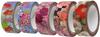Kamiiso Japanese Washi Masking Kimono Set Double Cherry Checkered 15mm Wide X 7m Japanese Pattern Design Tape, Beauty, 5-Roll (Bell, Blossom,