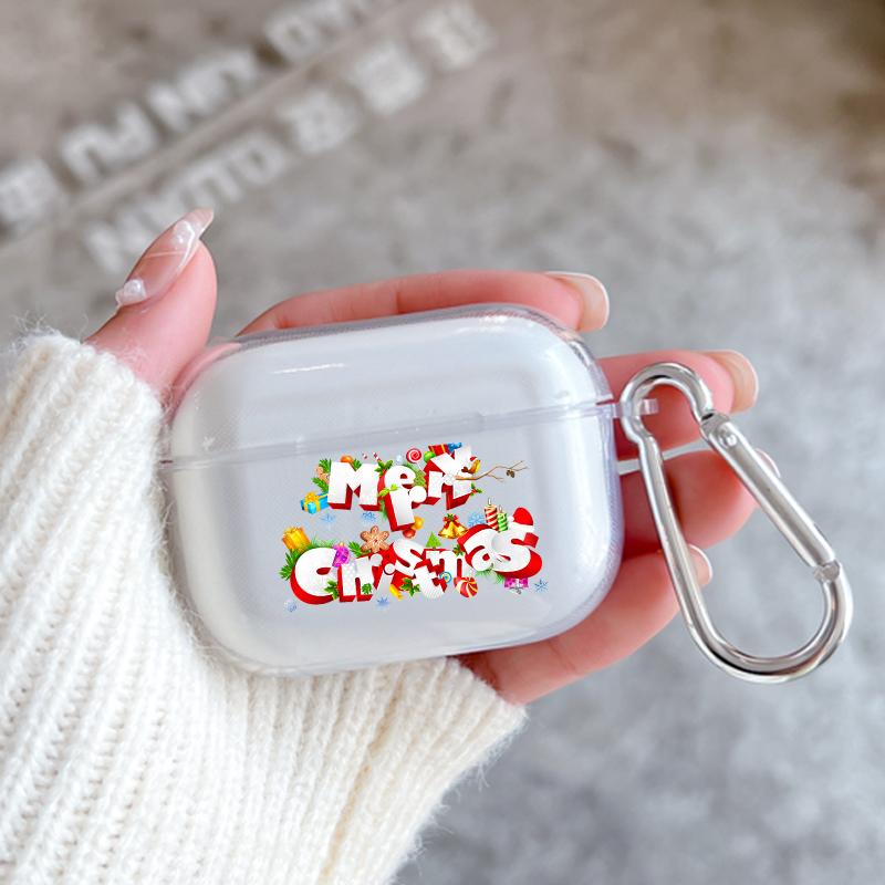 Merry Christmas Silicone Case For Apple Airpods 1 or 2 Shockproof Cover For AirPods 3 Pro Pro2 Transparent Earphone Protector
