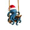 Octopus Reading Ornament Blue Octopus Reading Swing Ornament Sea Creature Christmas Tree Hanging Decor Squid Art Collection Gifts for Ocean Lovers