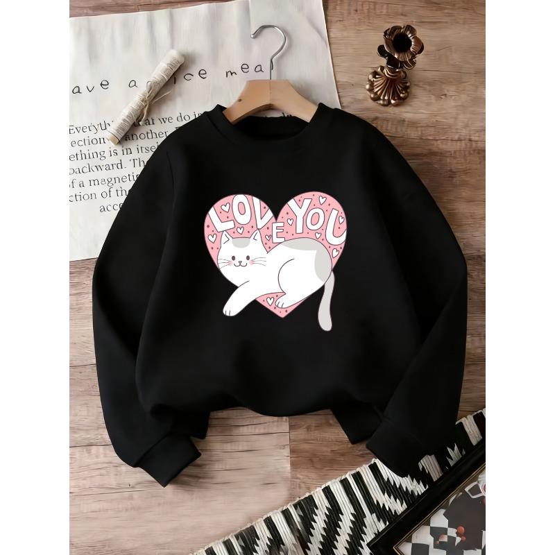 European sizes Cute Cat Print Pink Round-Neck Sweatshirt for Baby Girls Aged 0-3, Comfortable Breathable, Perfect for Spring Outdoor.