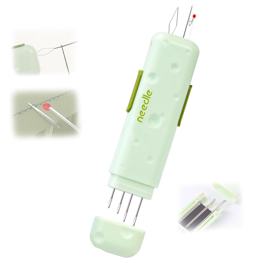 3-in-1 Automatic Needle Threader Seam Ripper with Magnetic Needle Storage Box Quick Sewing Kit DIY Clothing Quilting Supplies