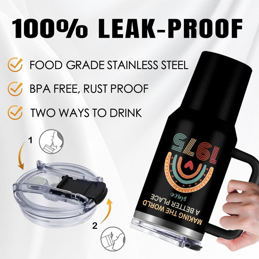 50th Birthday Gifts for Men/Women, Vintage 1975 Birthday Insulated Tumbler 40oz, 1975 Birthday Gifts for Men, Birthday Gifts for Men Turning 50 Year