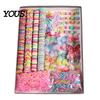 Elastic Fabric Hair Ties Colorful Bands Clips Mini Claw Rubber Versatile Kit with Box for Girls Teens Children, Accessories Daily Styling Everyday