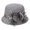Women's Polka Dot Mesh Flower Bowler Bucket Hat Outdoor Sun Visor Basin Cap