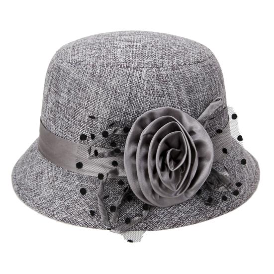 Women's Polka Dot Mesh Flower Bowler Bucket Hat Outdoor Sun Visor Basin Cap